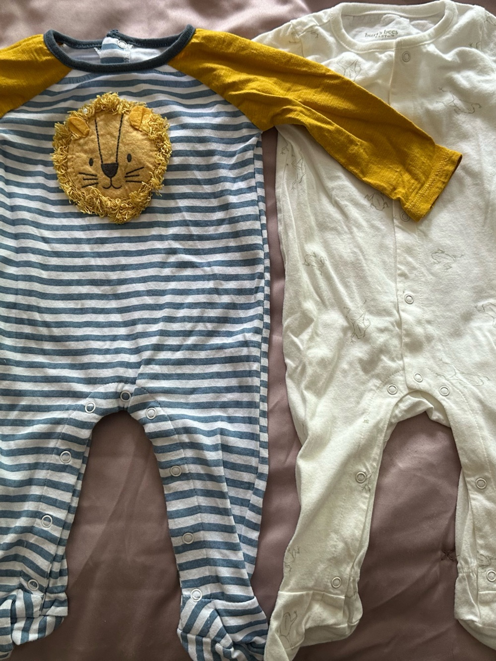 Baby Onesies 0-3mo Two Pack Lion Stripes and Frog Print